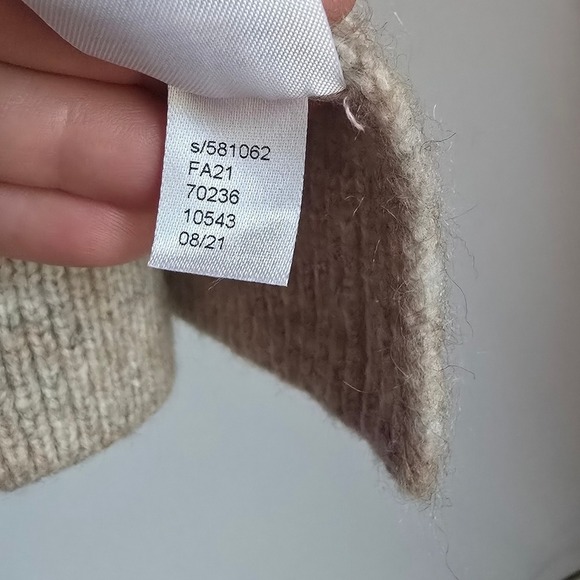 LOFT Beige Mock Neck Wool Ribbed Sleeveless Sweater Vest One Size Large Preppy - Picture 11 of 11